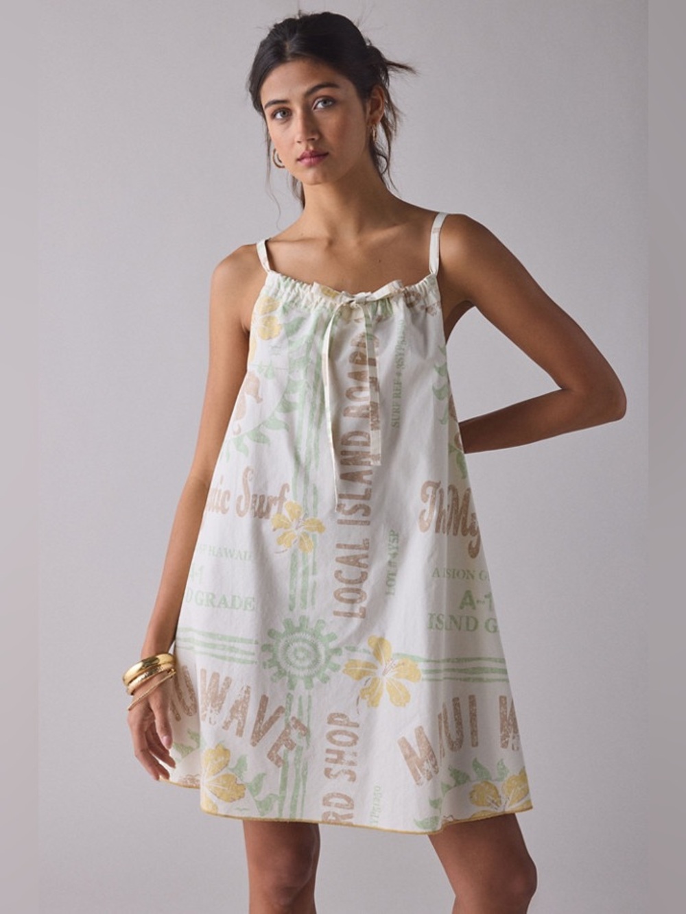UO BDG Eva Tie Front Trapeze Mini Dress - Picture 2 of 4